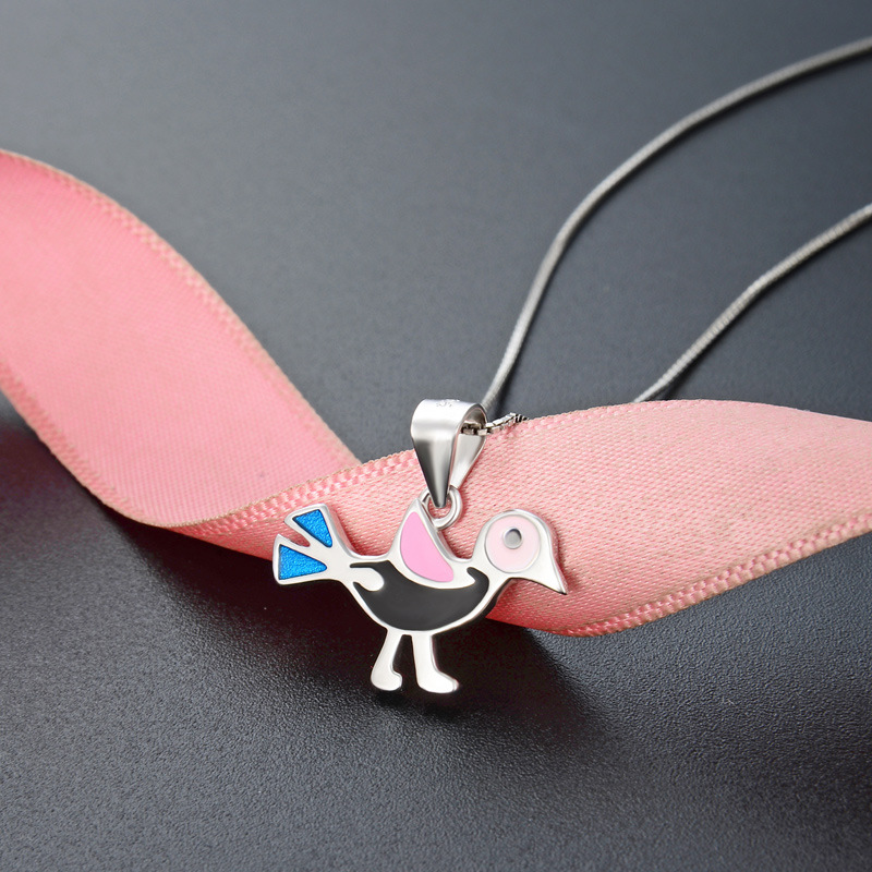 Transfronterizo Amazon Xyintemu Europa y los Estados Unidos 925 plata esterlina collar de pájaros de moda femenina creativa goteo colgante de amigas