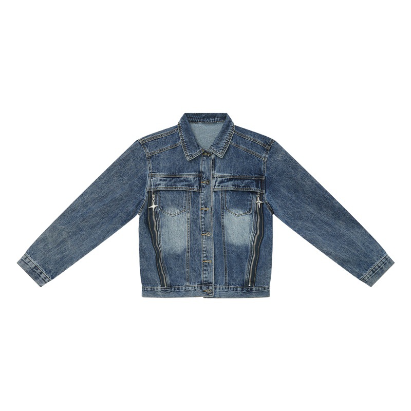 Mtlclothes ropa de Hombre | 2023 otoño e invierno nuevo estilo coreano lavado flojo cremallera diseño Denim traje hombres