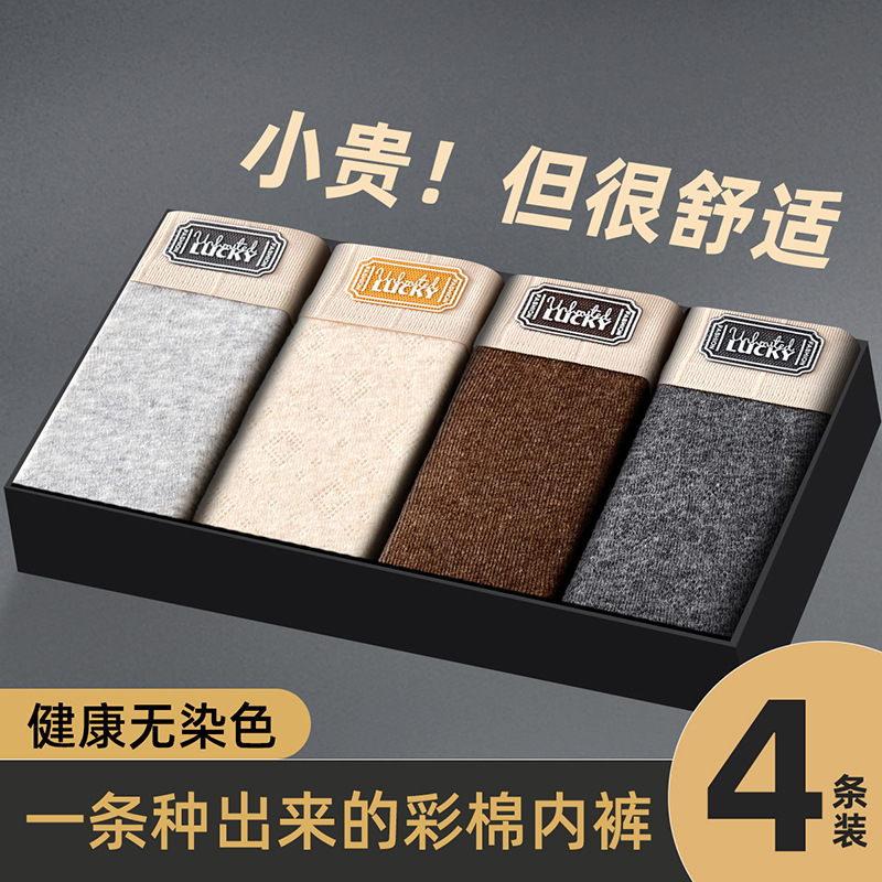 Men's Underwear Pure Cotton Type a Cotton Boys' Boxer Briefs Cotton Inseam Large Size Pants Autumn and Winter