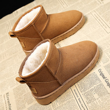 真皮雪地靴女2024冬季新款皮毛一体短筒学生加绒加厚棉鞋防滑东北