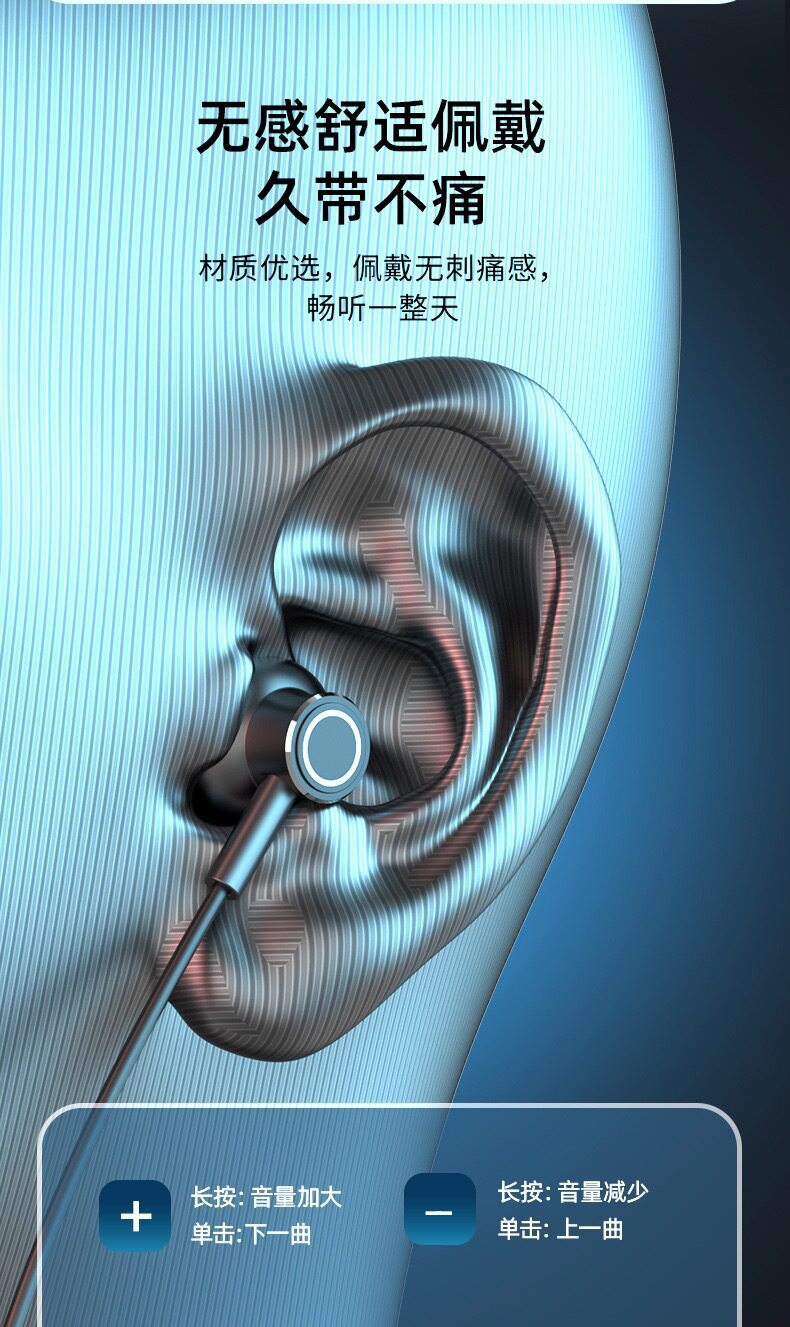 Neckband Bluetooth Earphone with Battery Display, Wireless Neck-Mounted Bluetooth Headset 5.3, Sports Dual-Battery Ultra-Long Standby Earphone