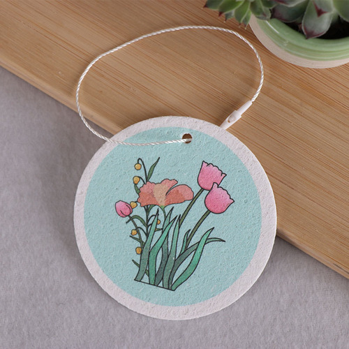 Round compressed wood pulp cotton sponge to wipe flowers printed wood pulp sponge rag kitchen easy cleaning scouring pad wholesale