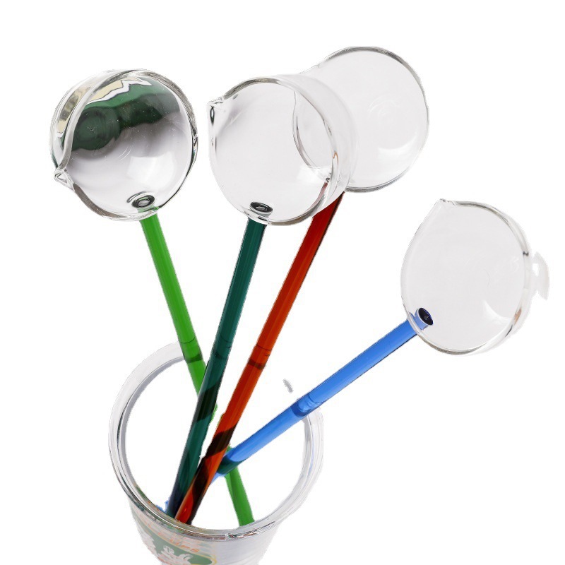 Fábrica creativa leche postre cuchara de color de vidrio hecho a mano boca puntiaguda cuchara sopa hogar boca oblicua hervida cuchara de vidrio de vino tinto