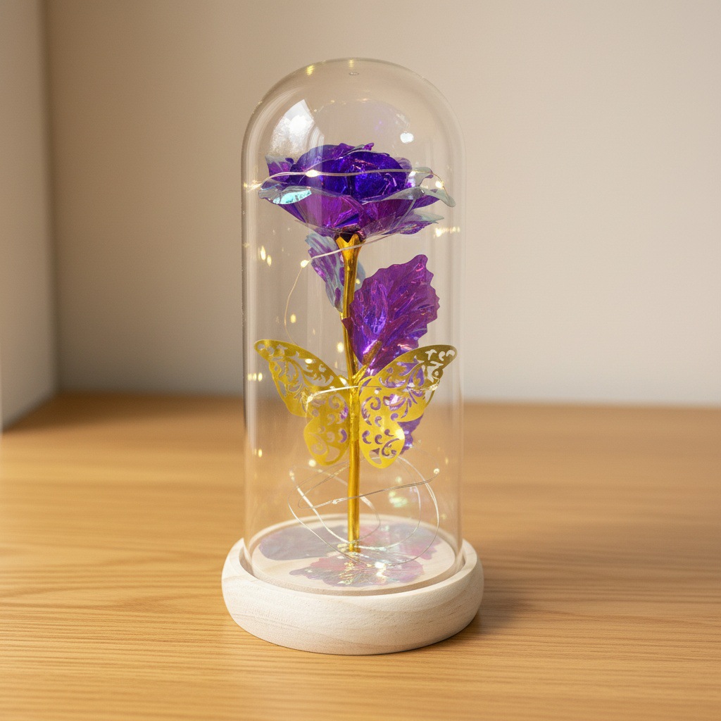 Amazonas transfronterizas flores inmortales cubierta de vidrio de oro de flores de flores de Navidad Día de la Madre Regalos de Día de San Valentín Decoraciones creativas