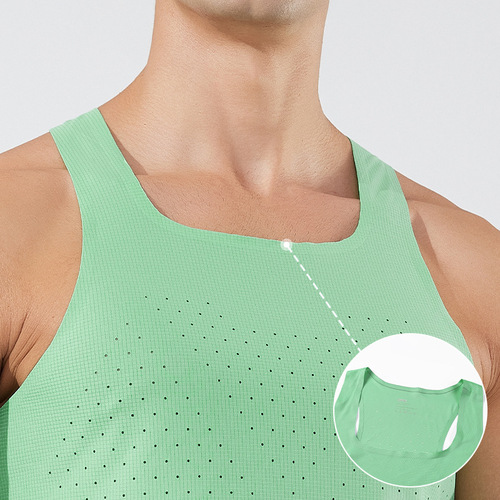 Men's Summer Fitness Backless Speed Dry Tank Top Lightweight Athletics Training Top Breathable Square Collar Marathon Tank Top
