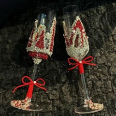 碎钻订婚敬酒杯创意 diy 敬酒杯材料包婚礼敬酒杯碎钻装饰新