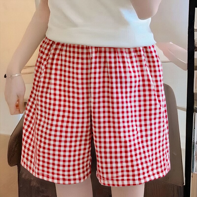 2026 New Large Size Thin Pajama Shorts Wide-Leg Slimming Plaid Summer Loose Casual Home Casual Pants for Women 2026 New Large Size Thin Pajama Shorts Wide-Leg Slimming Plaid Summer Loose Casual Home Casual Pants for Women