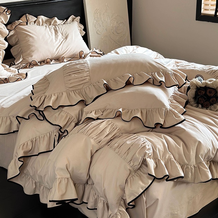 Maple Syrup Latte Brushed Cotton Bedding Set For Autumn Winter_voghion.com