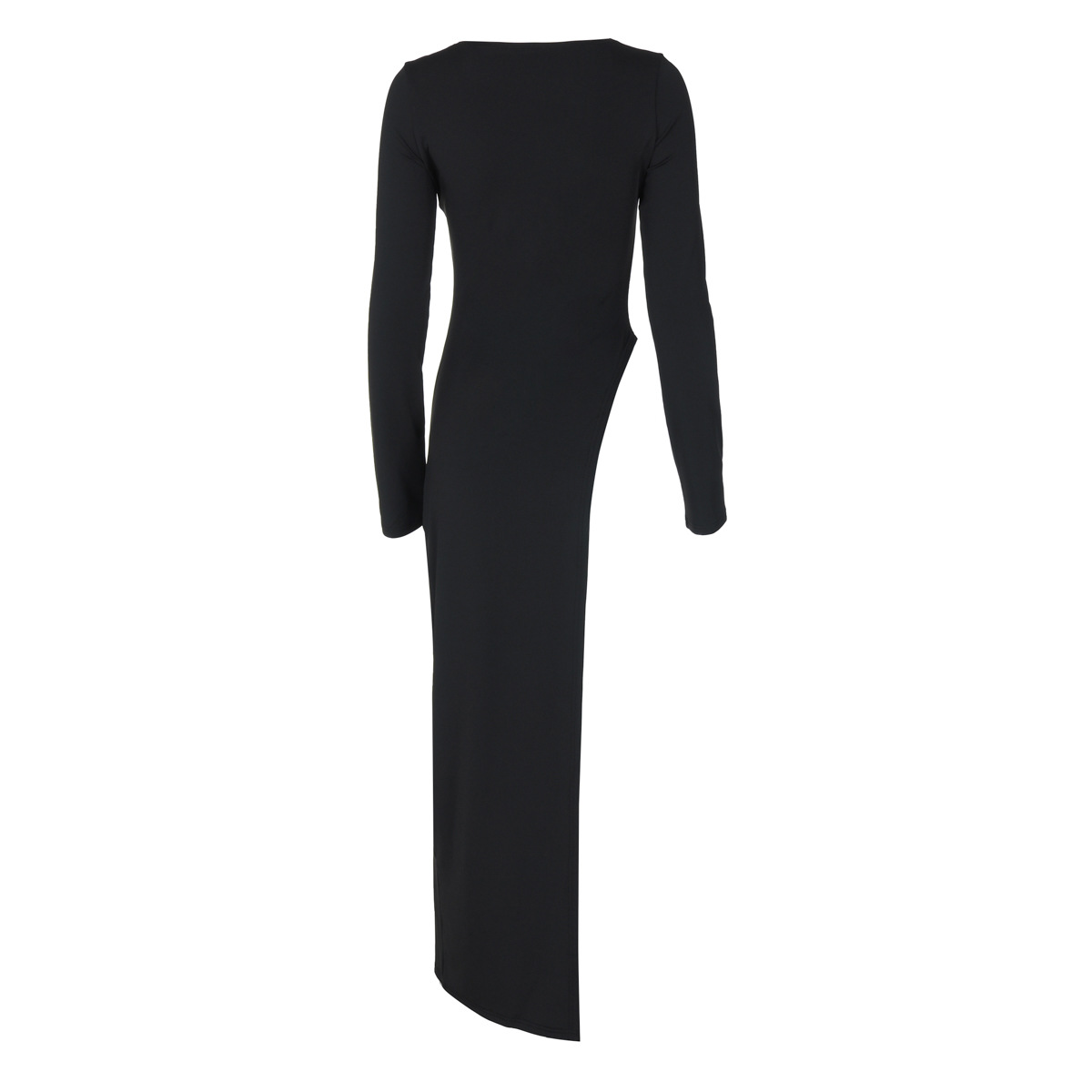 Streetwear Style Wholesale Women's Streetwear Slit Dress Solid Color Holiday Round Neck Long Sleeve Slit Dress