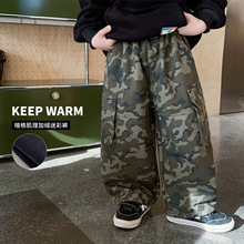 童酷2025男童冬季新款帅气暗格宝宝工装裤百搭加绒加厚儿童迷彩裤