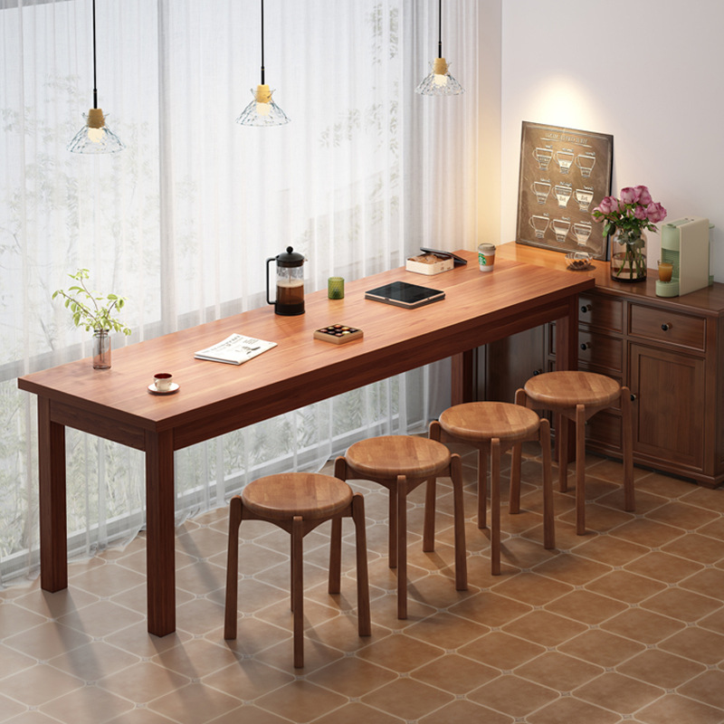 Home Bar Table Balcony Mini Leisure Bar Cafe Milk Tea Shop Bar Commercial Long Table and Chair Combination