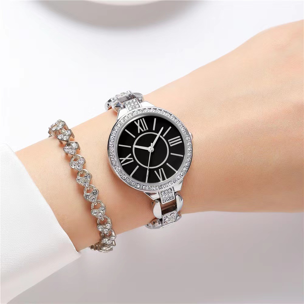 2023 Nuovo prodotto da donna Orologio con bracciale con quadrante romano con diamanti Orologio da polso al quarzo con confezione regalo versatile di lusso alla moda_voghion.com