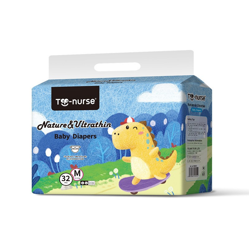 TOPNURSE bebé universal ultrafino transpirable pequeño dinosaurio pañales al por mayor para bebés y niños pequeños