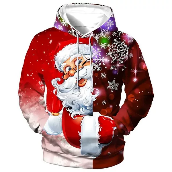Cross-border European and American Christmas and Halloween new adult 3D digital print hooded couple's casual top, trendy brand