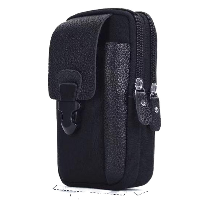 Outdoor Sports Men's Waist Bag with Belt Canvas 7inch Large Screen Mobile Phone Bag Casual with Pencil Case Manufacturer Wholesale