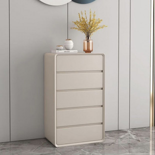 Soft-Packed Solid Wood Cupboard Italian Cream Style Bedside Storage Cabinet Bedroom Storage Cabinet Living Room Three-Drawer Sideboard Shoe Cabinet
