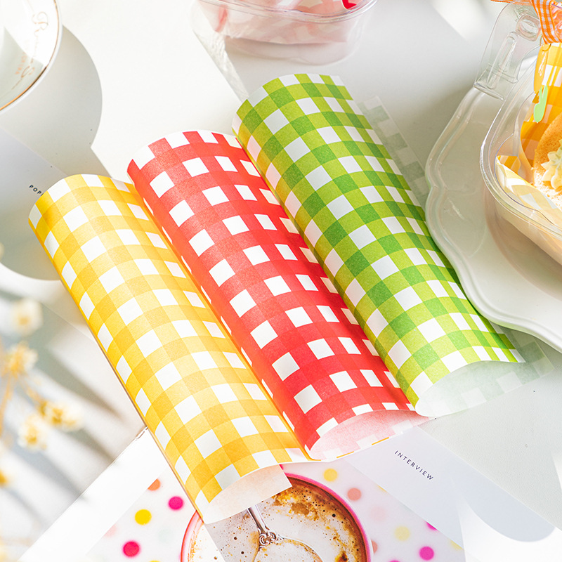 格纹油纸白色纸垫野餐蛋糕甜品托垫纸包装纸日式牛皮纸垫打包盒