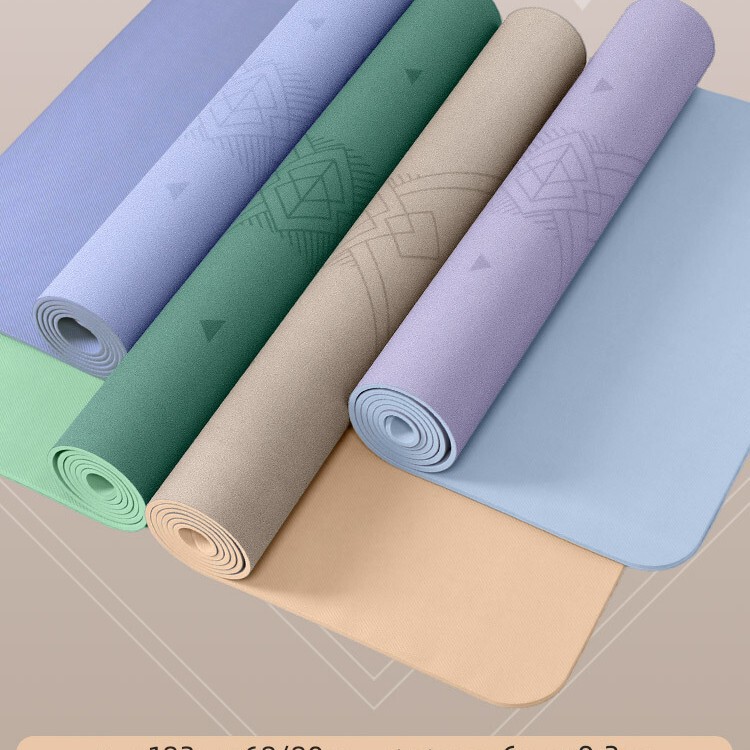 6mm Thickeneded and Widened Suitable for Beginners Guide Line Version Coconut Fiber Pu Natural Rubber Non-Slip Wear-Resistant Yoga Mat