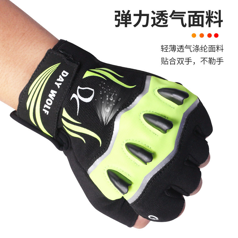 Venta al por mayor LED ciclismo guantes sin dedos deportes al aire libre guantes de iluminación antideslizante Guantes luminosos medio dedo guantes de pesca