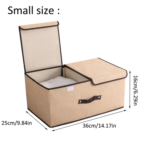 Cotton and linen fabric double-cover storage box miscellaneous storage box dormitory covered underwear storage box foldable storage box