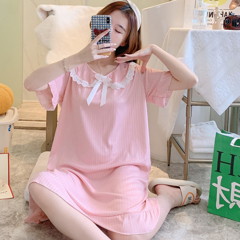 [Cuatro colores opcionales] pijamas de verano de mangas cortas muñeca de palacio vestido de pijama de cuello temperamento de hadas de alta calidad