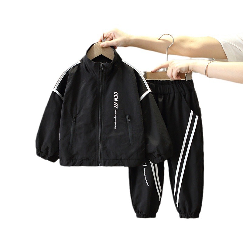6123 Traje fresco y guapo de moda de otoño para niños 2025 nueva chaqueta cortavientos para niños traje de dos piezas deportivo para bebés