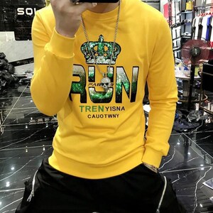 2021秋季新款卫衣男潮流帅气圆领休闲长袖体恤男士上衣拼接潮ins