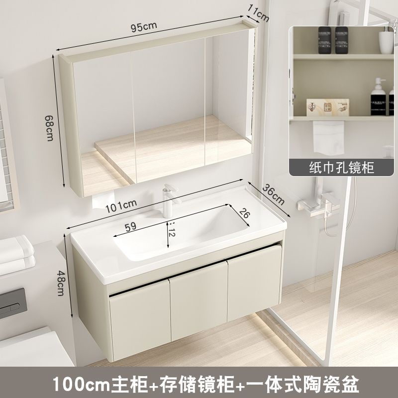 36 amplia crema de acero inoxidable lavabo baño gabinete combinación lavabo cerámica integrado pequeño apartamento Baño