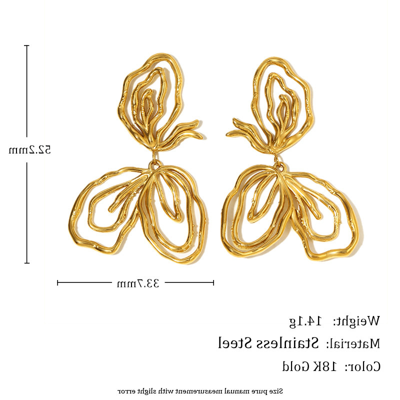 라인 추상 귀걸이 - 골드