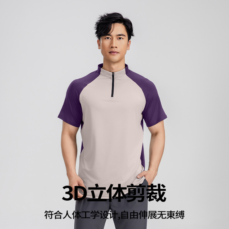 Seco rápido camiseta de hombre de manga corta camiseta de polo de cuello masculino camiseta de hombre empalmado contra el color de la tendencia de la camiseta de carrera