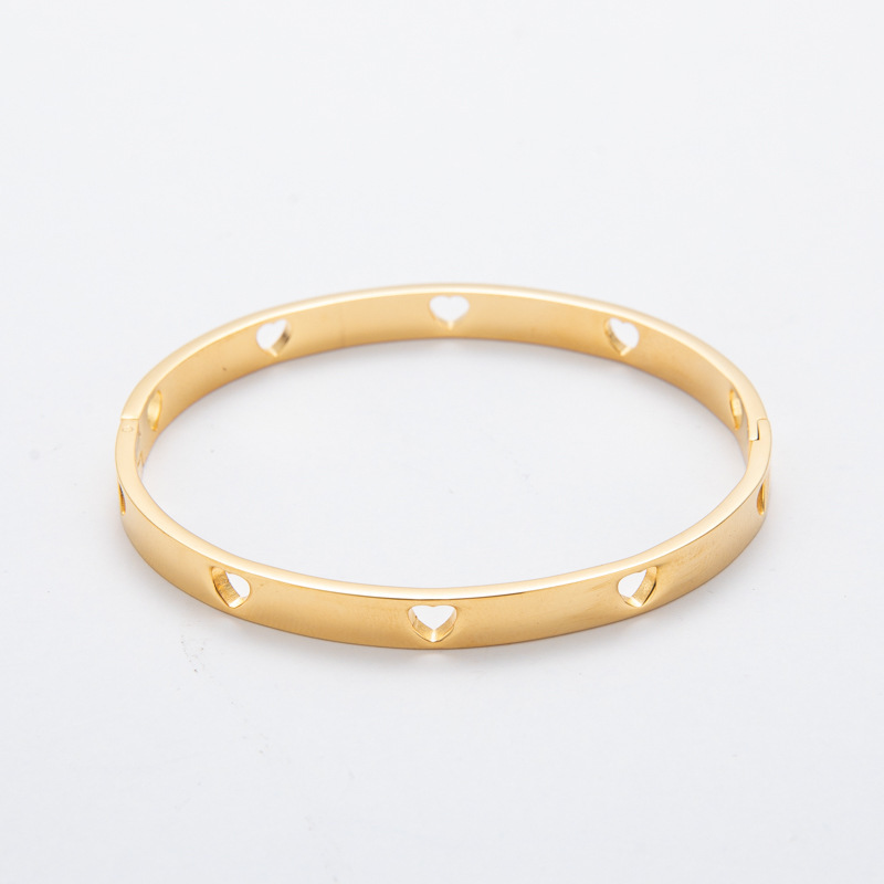 Fashion Heart Shape Stainless Steel Plating Bangle 1 Piece
