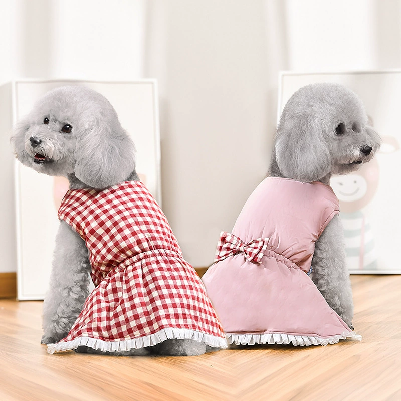 Домашние животные одежда для маленьких собак двусторонняя юбка теплая осенняя и зимняя хлопчатобумажная одежда Тедди VIP одежда для кошек и собак