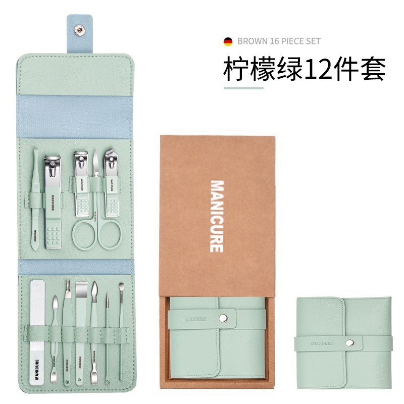 Kit de herramientas Pedicer 16 acero inoxidable Nail Cutter Kit Nail Cutter cucharas de orejas tijeras de piel muerta tijeras de uñas inclinadas