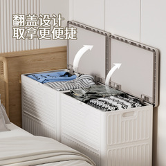 服の収納棚は取り付けなしで折りたたみできます。