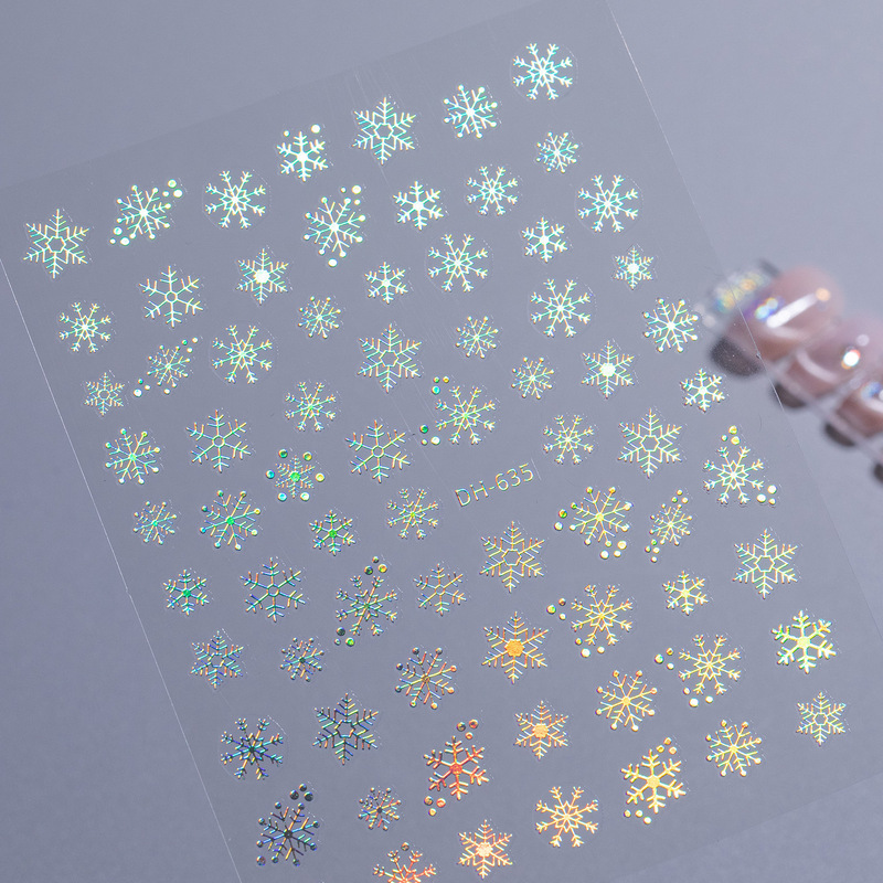 Cross-Border Laser Snowflake Nail Stickers Flat Silver Christmas Cut Out Snowflake Nail Stickers Jewelry Dh635