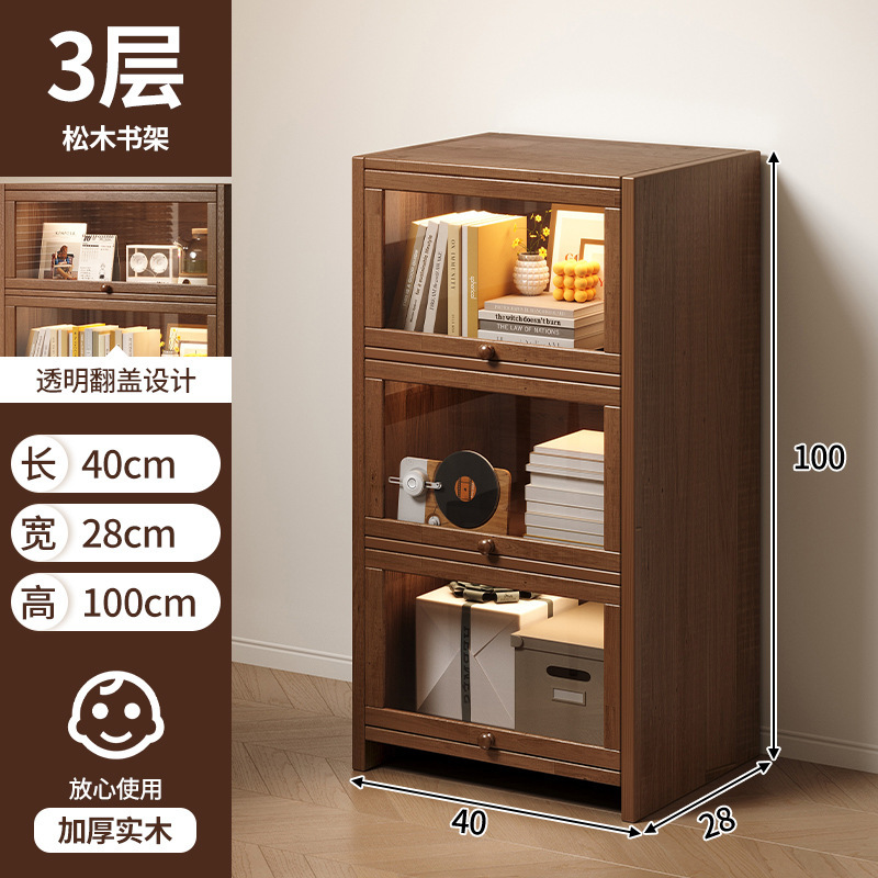 Estantes de madera sólida estantería de piso integrado contra la pared almacenamiento de almacenamiento de artículos de visualización de la sala de estar estante de libros para niños