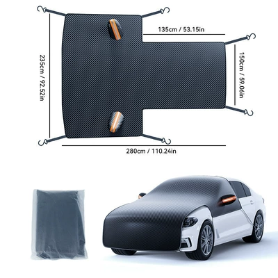 Cross-border car snow cover, thickened sunshade, car front windshield sunshade, enlarged waterproof Oxford cloth snow protection (Car snow shield) - new-oxford-cloth-full-coverage-thickened-front-cover-orange-ears-6-straps