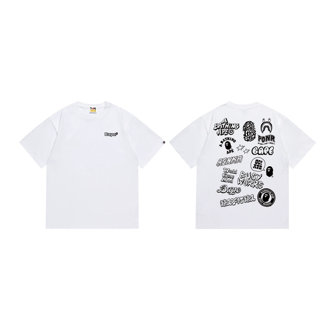 Короткая футболка повседневная с коротким рукавом (BAPE) двойной пряжи унисекс, разноцветная и размеры S–XXL