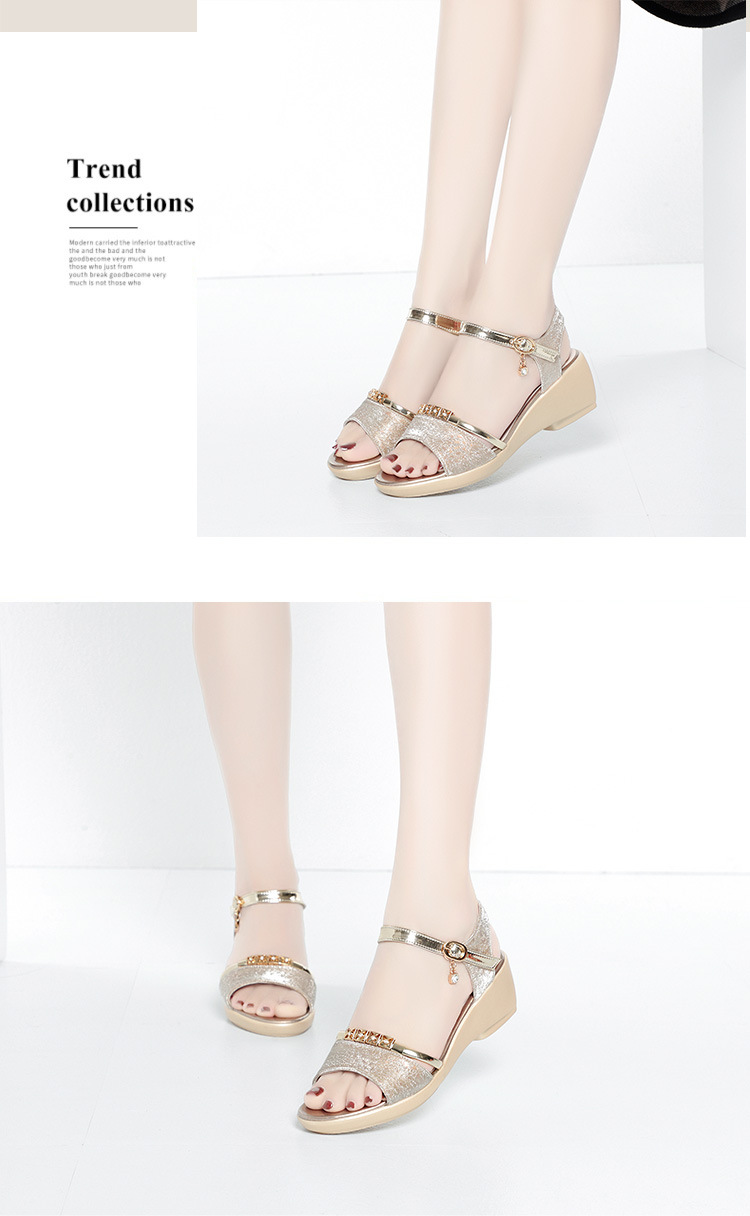 Sandal nữ đế xuồng cao gót mùa hè, dáng platform chắc chắn, phù hợp đi làm và dạo phố — màu vàng chi tiết 8