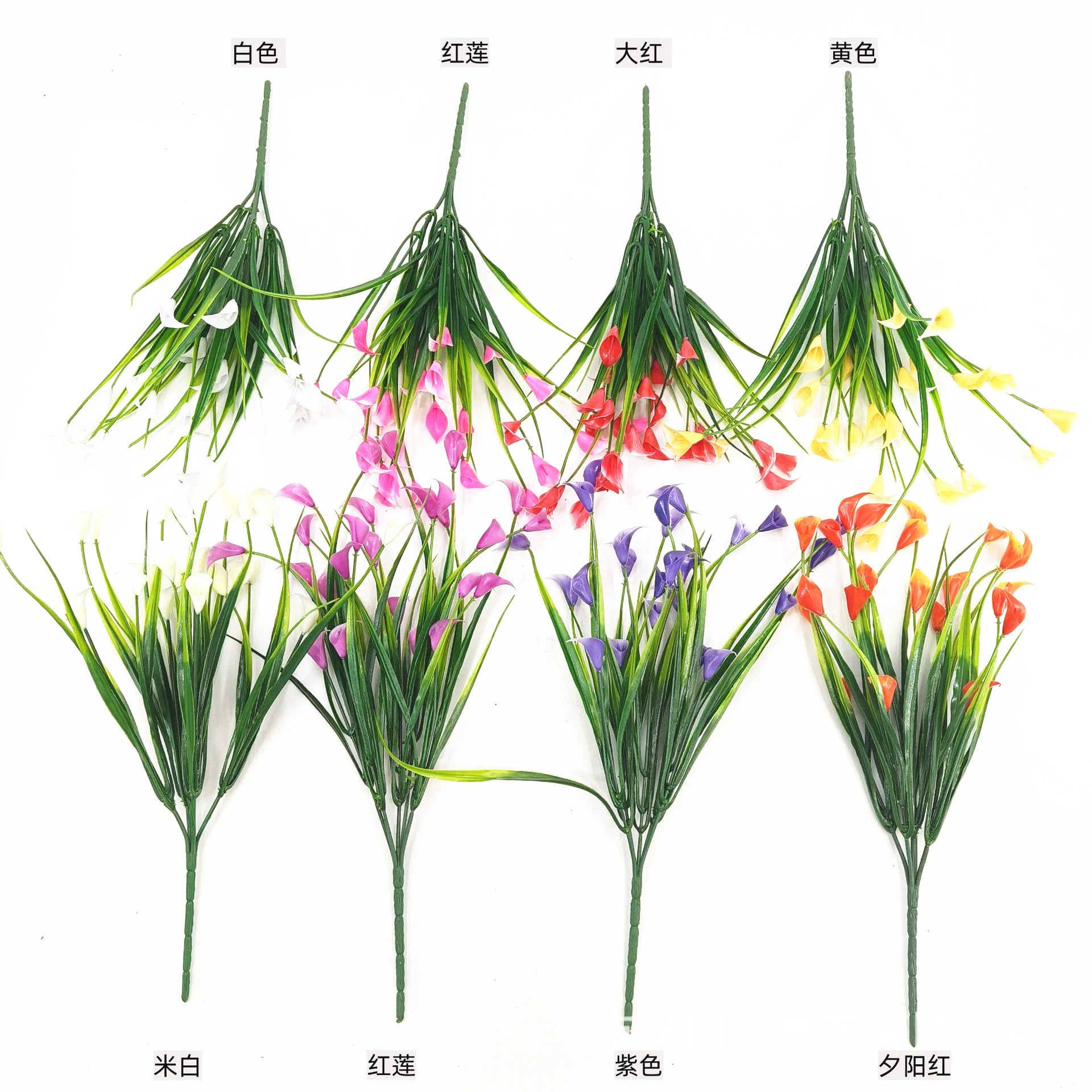 Популярные трансграничные искусственные цветы каллы и искусственные растения для дома, в помещении и на открытом воздухе, искусственная трава, анти-УФ-свадебное украшение