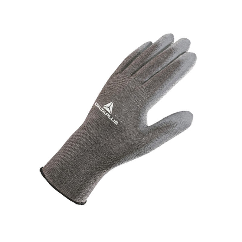 Genuino Delta 201705 guantes de protección laboral PU recubierto poliéster guantes de protección de punto transpirables resistentes al desgaste cómodos grises
