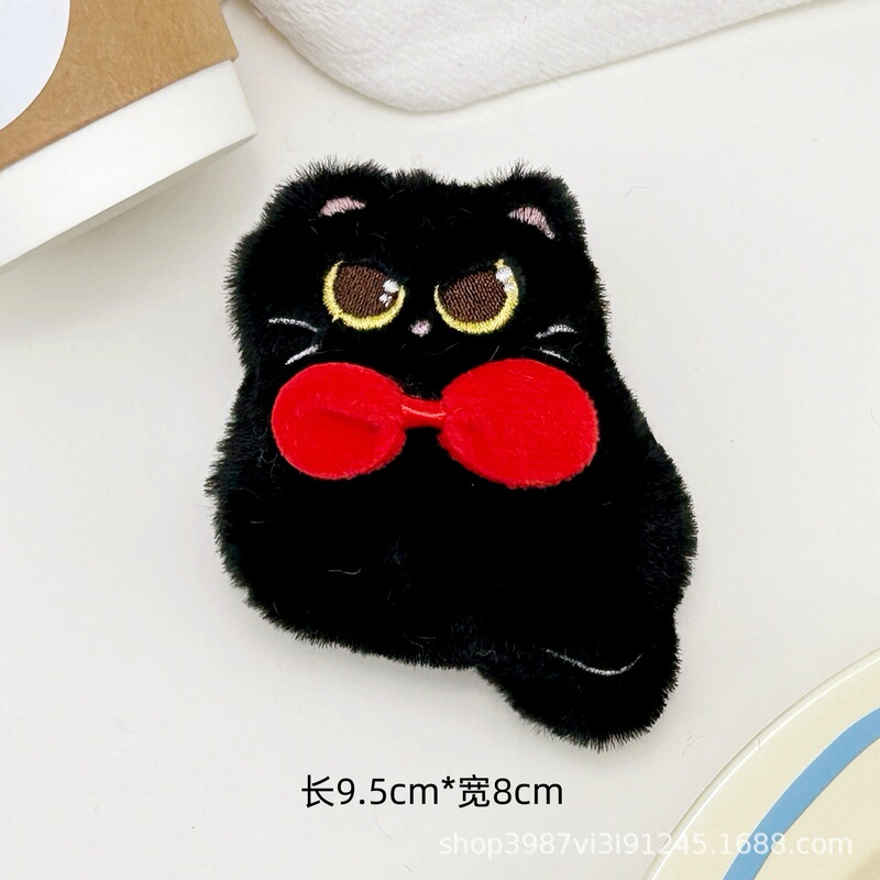 クリエイティブでパーソナライズされたぬいぐるみ子猫ブローチアクセサリー超かわいい小さな黒いブリケット手作り diy ヘアアクセサリーバッグペンダントアクセサリー|undefined