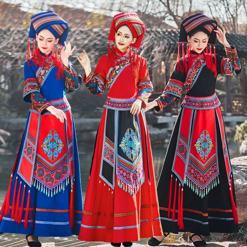 Этническая одежда Guangxi Zhuang, женская традиционная одежда, платье в этническом стиле, детский день, весенний новый стиль для взрослых, одежда 3 марта
