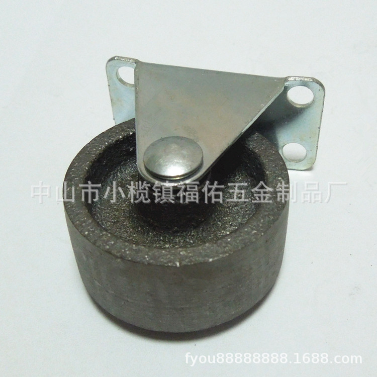 批发1.5寸2寸2.5寸带刹车生铁轮工业脚轮万向轮子耐磨铸铁万向轮