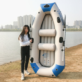Inflatable Boat Thickened Inflatable Fishing Rubber Boat 2-Person Small Fish Boat 3-Person 4-Person Inflatable Boat Life-Saving Kayak Extra Thick and Wear-Resistant