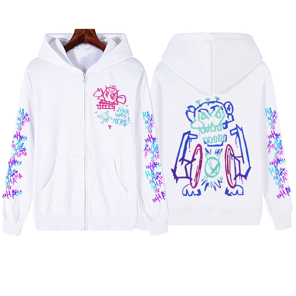 Hot Anime Arcane-Jinx Zipper Hoodie Harajuku Pullover Tops