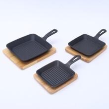 手柄牛排煎锅单柄条纹加厚铸铁小烤盘锅电磁炉通用餐厅平底锅批发
