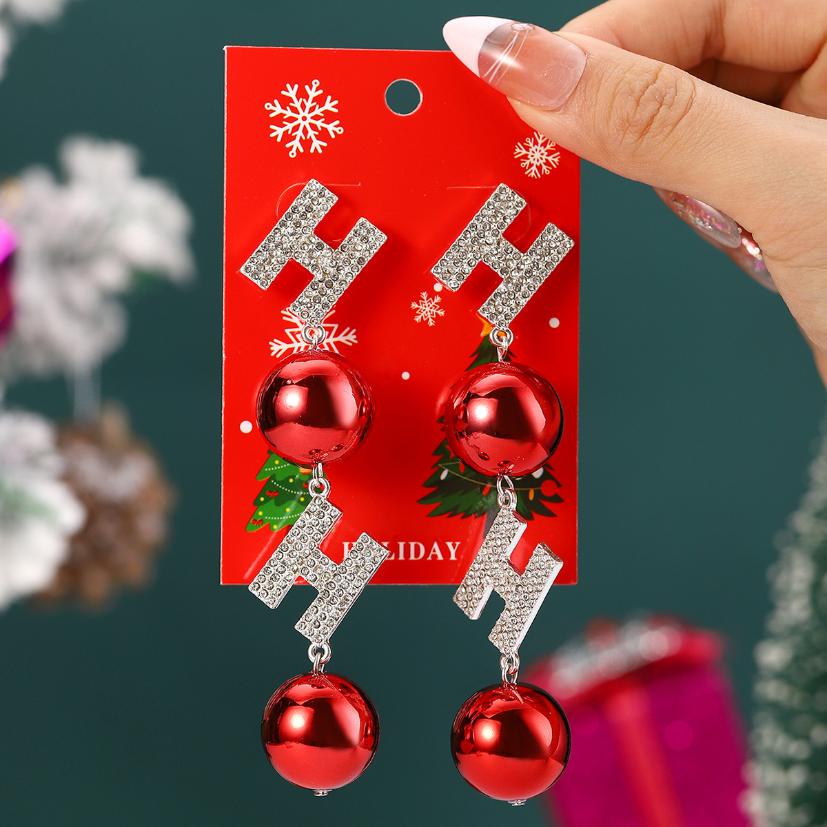 30g Weight Iron Ear Needle Material Drop Earrings Classification 1 Pair Quantity Party, Festival Occasion Alloy Material Christmas Festival Christmas Tree, Santa Claus, Snowflake Pattern Women's Gender IG Style Style 1 Pair Christmas IG Style Christmas Tree Santa Claus Snowflake Alloy Drop Earrings 5