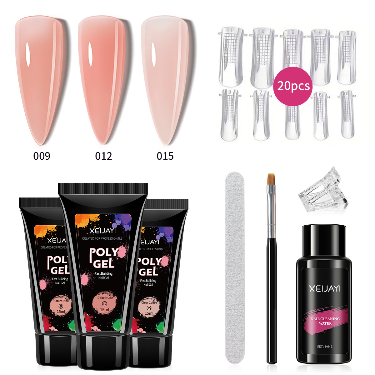 Nail tools suit extension glue fast paper-free tray model cleaning water nail file nail clip phototherapy nail polish