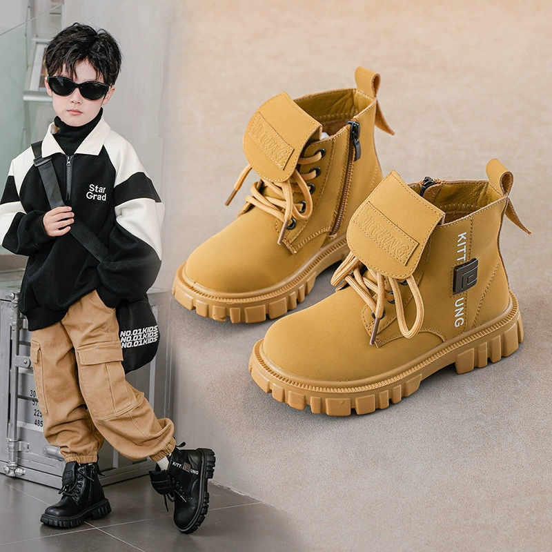 Martens, demi-season keep warm non-slip boots for boys English style, British style